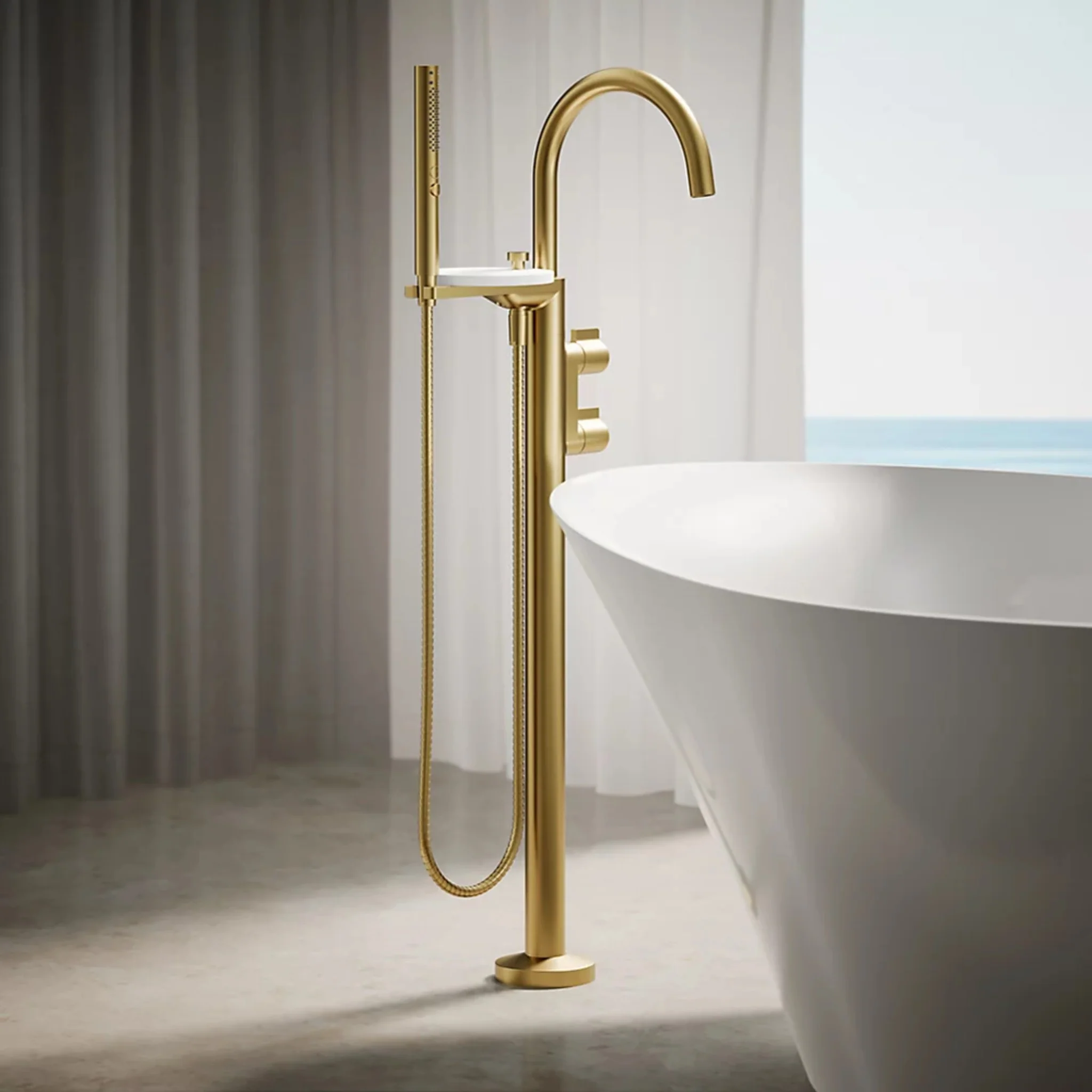 COMPONENTS FLOOR MOUNT BATH FILLER TRIM WITH LEVER HANDLES AND HANDSHOWER - Image 16