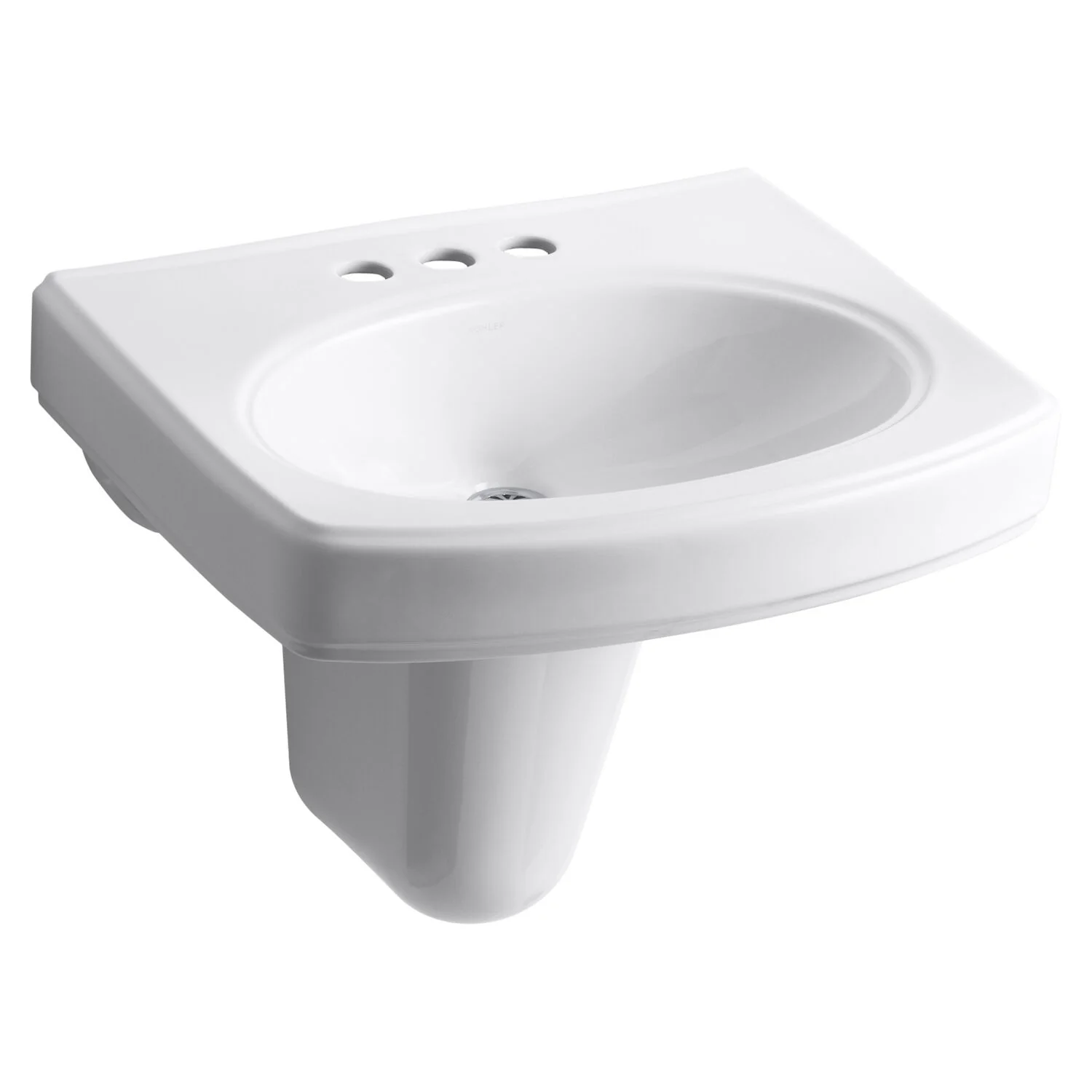 PINOIR® WALL MOUNT BATHROOM SINK WITH 4-INCH CENTERSET FAUCET HOLES