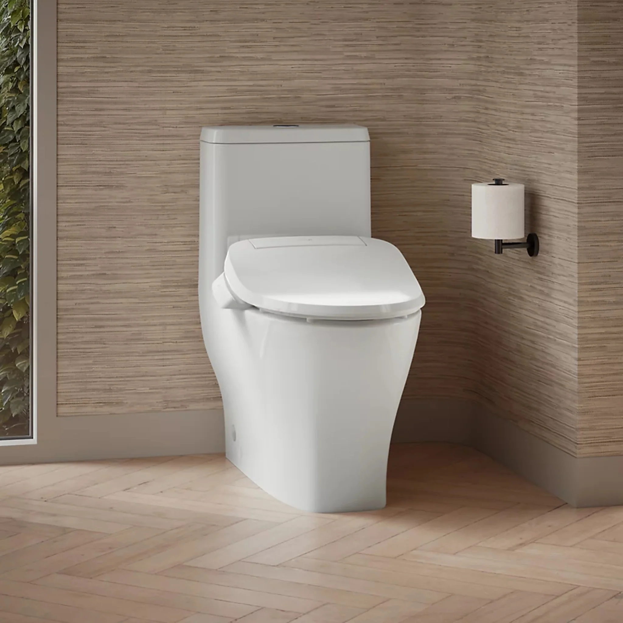 REACH CURV HIDDEN CORD ONE-PIECE COMPACT ELONGATED TOILET WITH SKIRTED TRAPWAY AND DUAL-FLUSH - Image 2